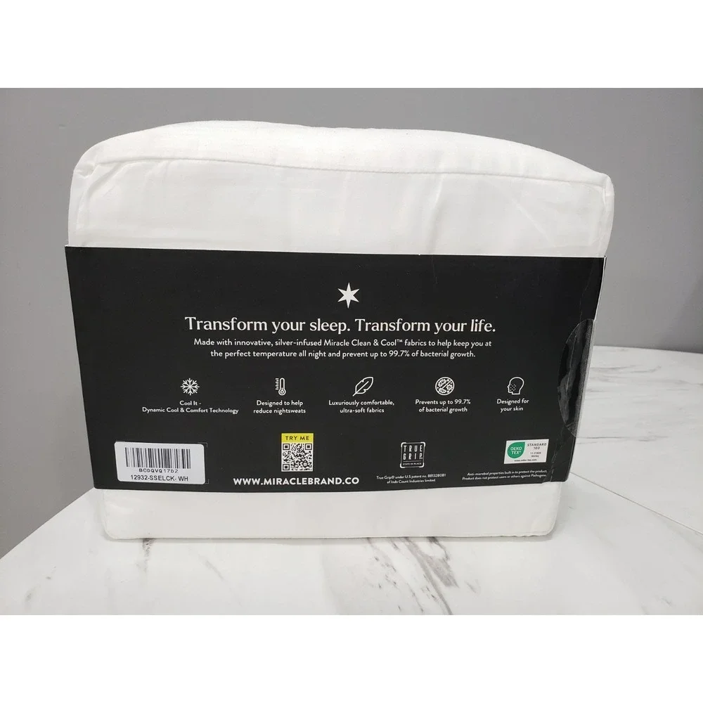 WHITE Miracle Made Self-Cooling & Self-Cleaning Sheet Set - 4 Pcs Cal King